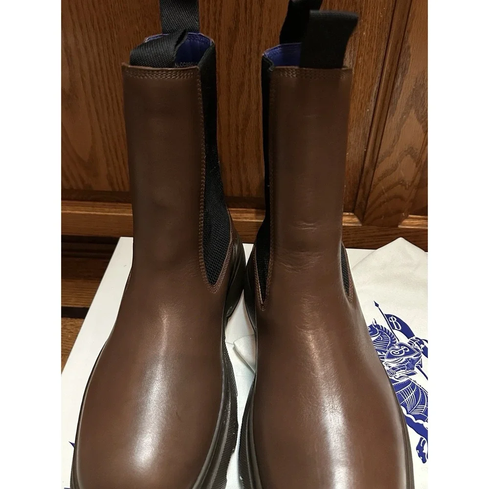 Burberry Creeper Chelsea Boots Walnut‎ 39 EU / 6 US Men's Leather MSRP $1290